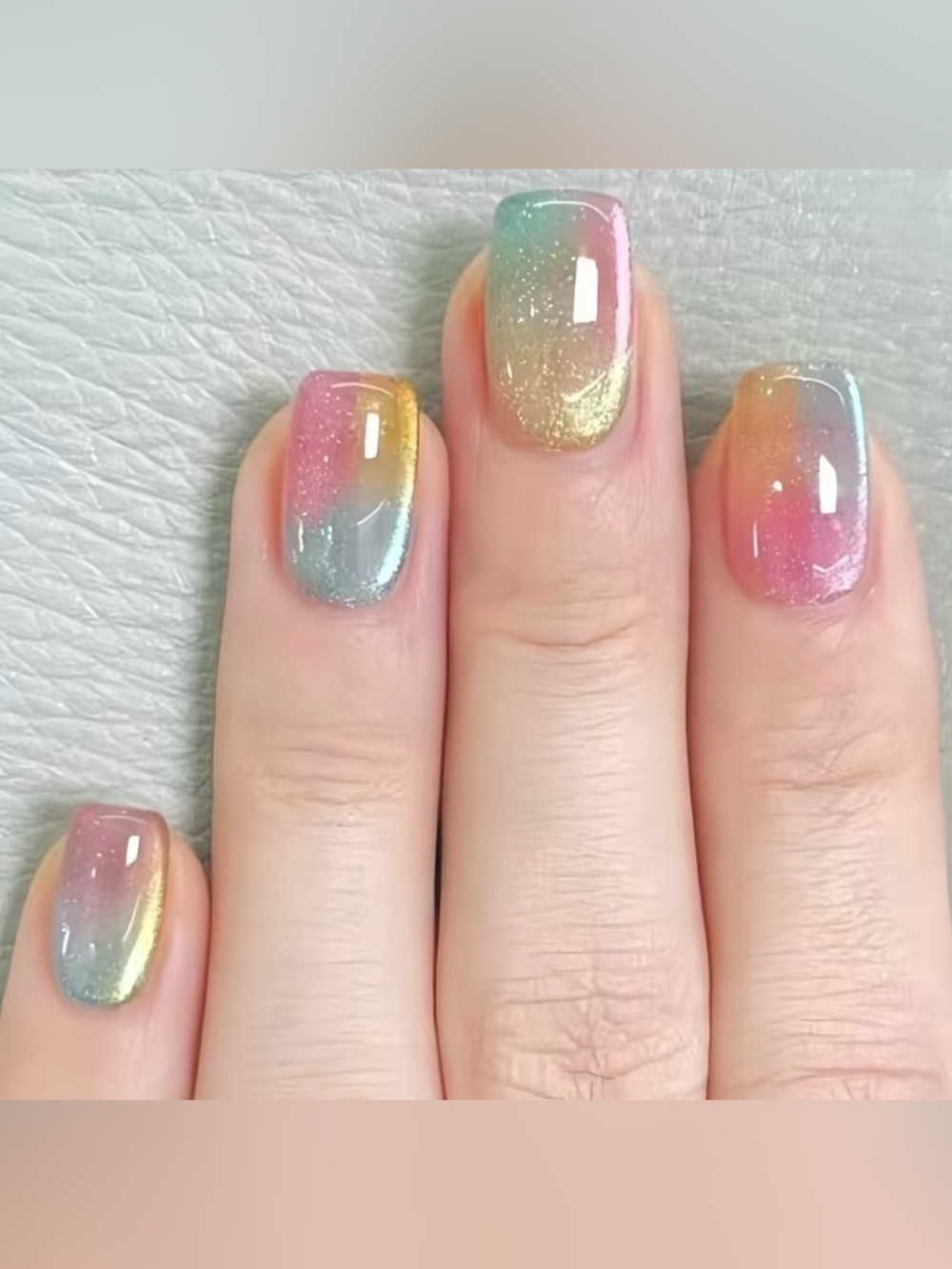 Multi-Color Pastel Ombre Press-On Nail Set - - Picture 4 of 8